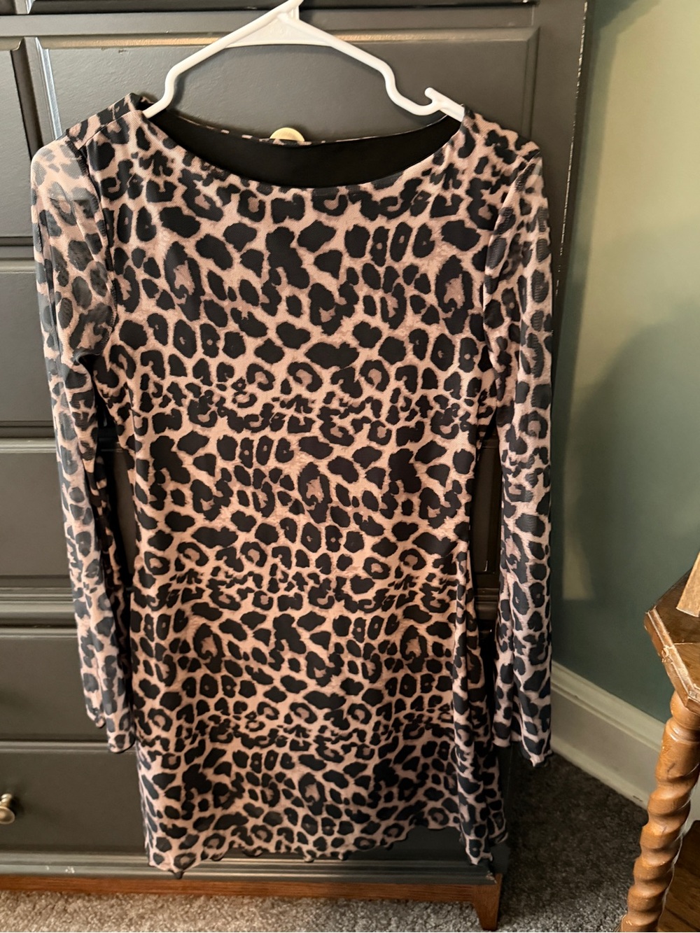 Milumia Black Leopard Trim Shift Dress